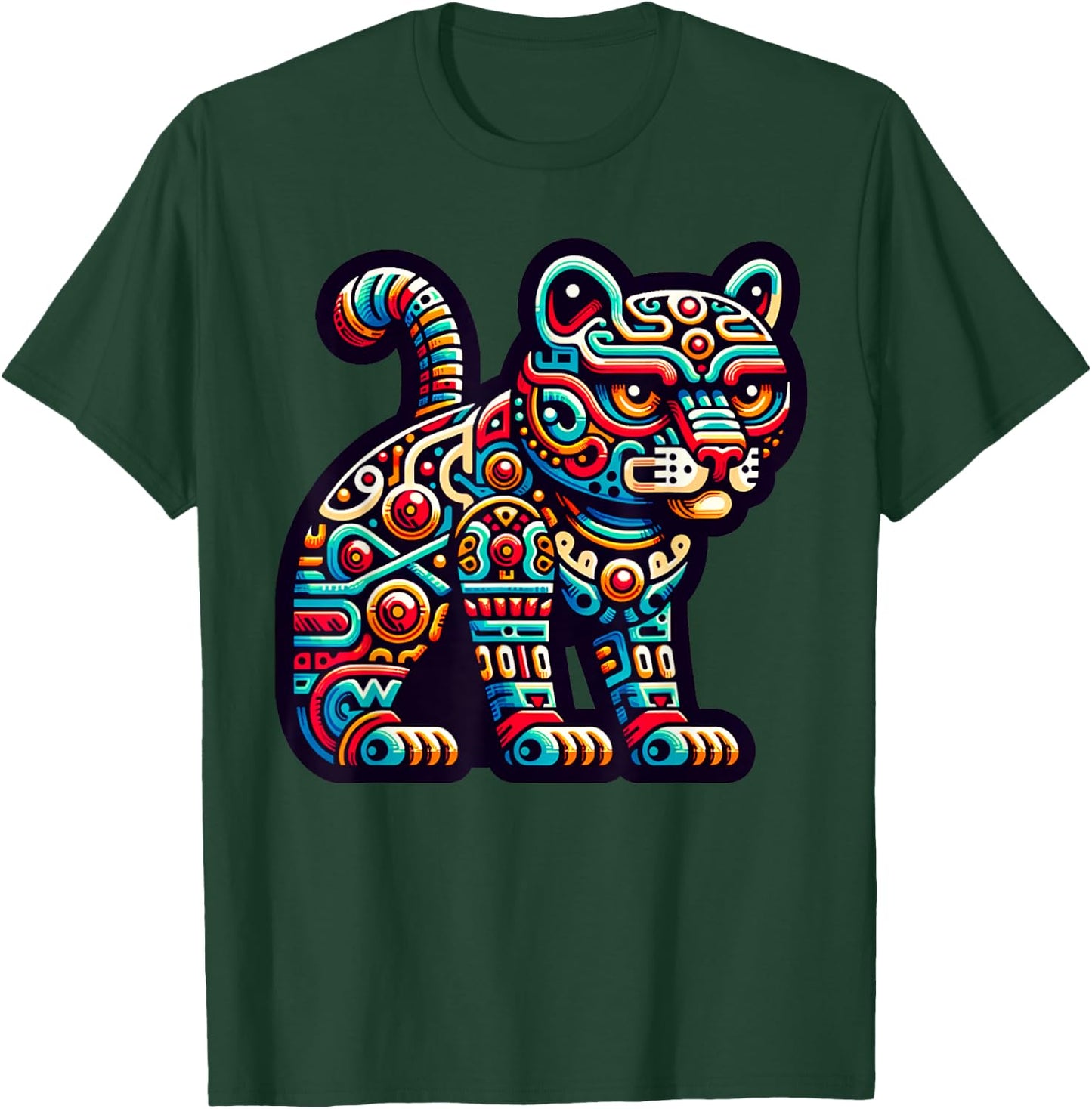 Aztec God Tezcatlipoca And Mayan Leopard Yucatan T-Shirt - T-Shirt | Forest