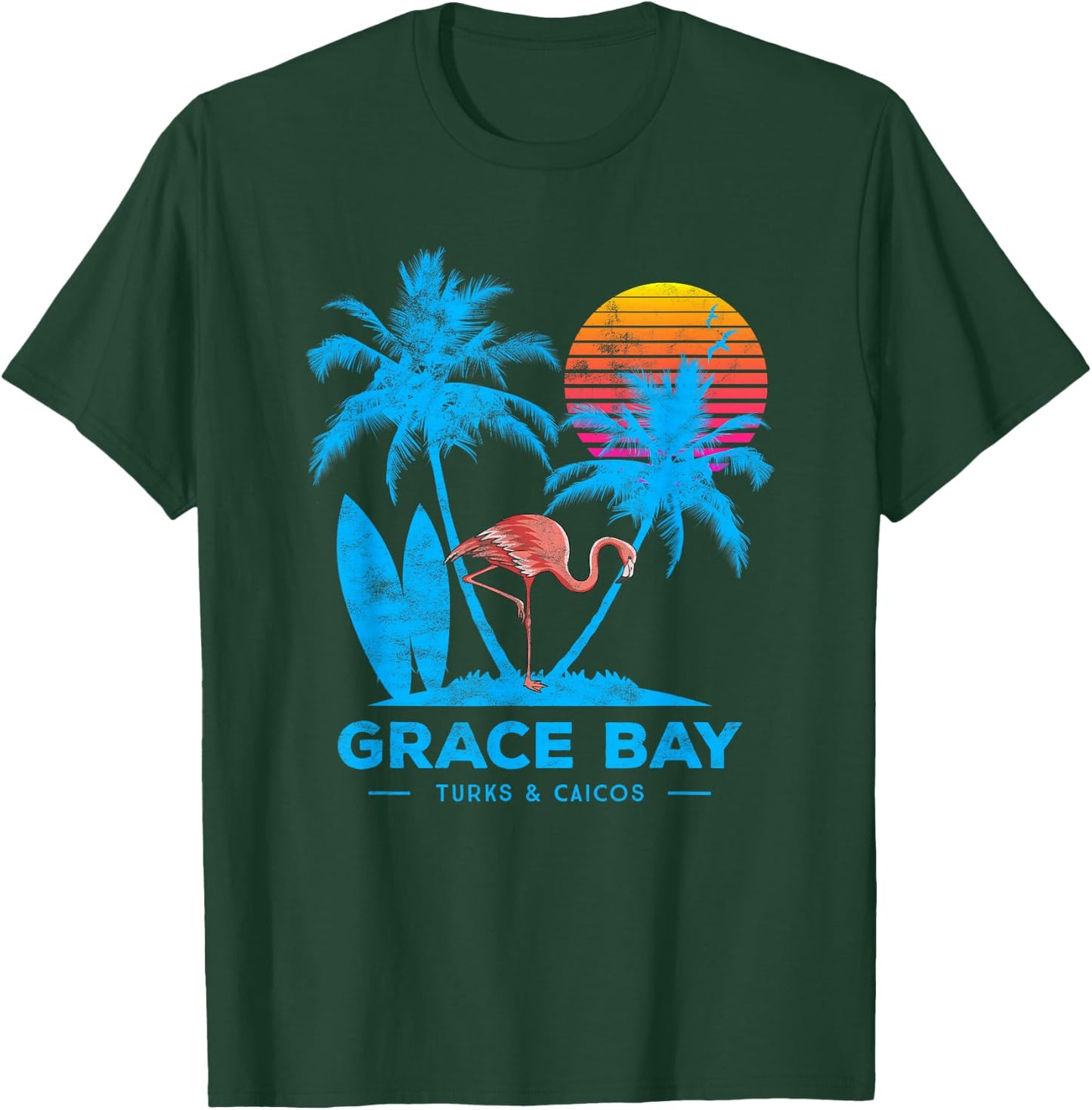 Grace bay, turks and caicos. Palm trees sunset T-Shirt - T-Shirt | Forest