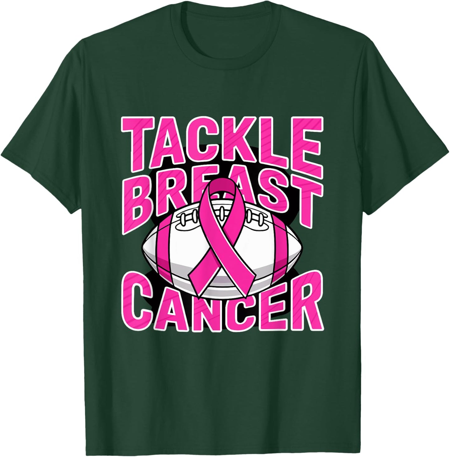 Tackle Breast Cancer Pink Ribbon American Fantasy Football T-Shirt - T-Shirt | Forest