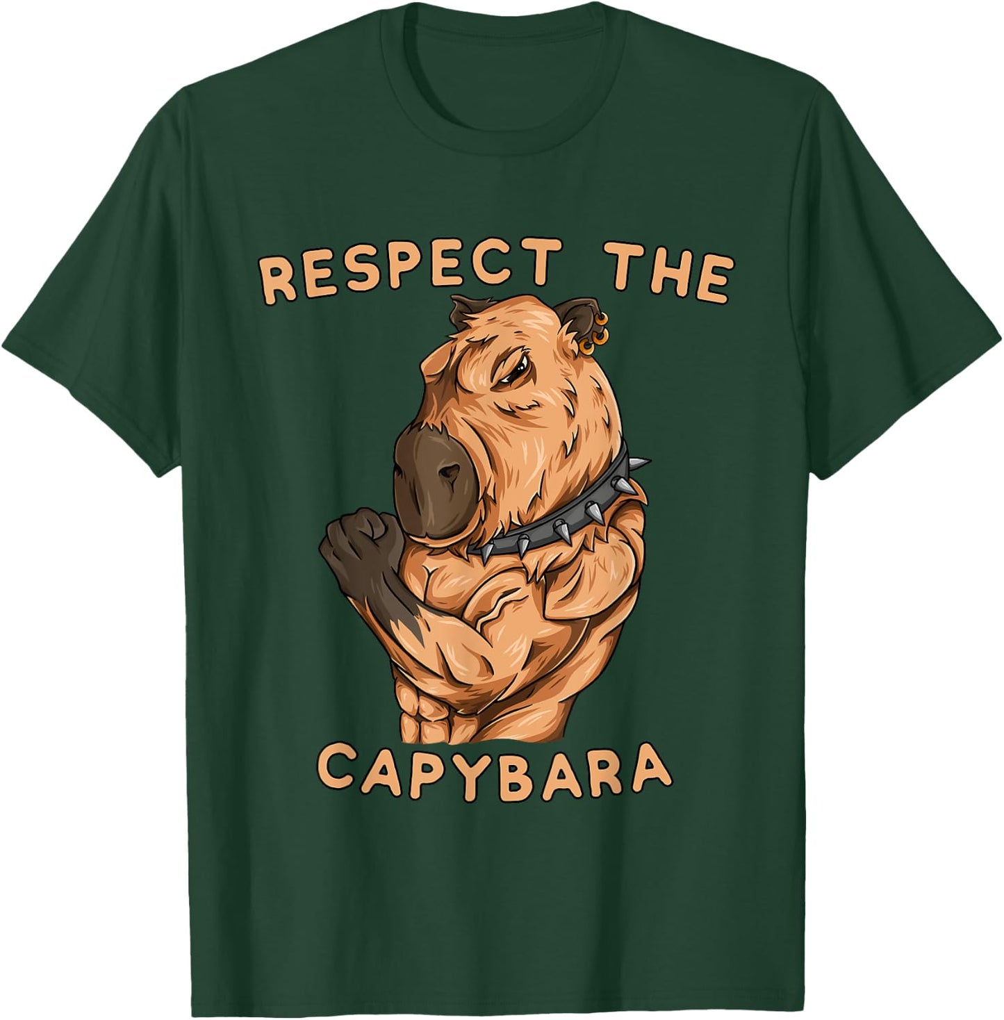 Respect The Capybara - Funny Fitness Bodybuilder Rodent T-Shirt - T-Shirt | Forest