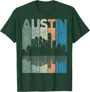 Austin Vintage Austin Texas Retro Austin Skyline T-Shirt - T-Shirt | Forest
