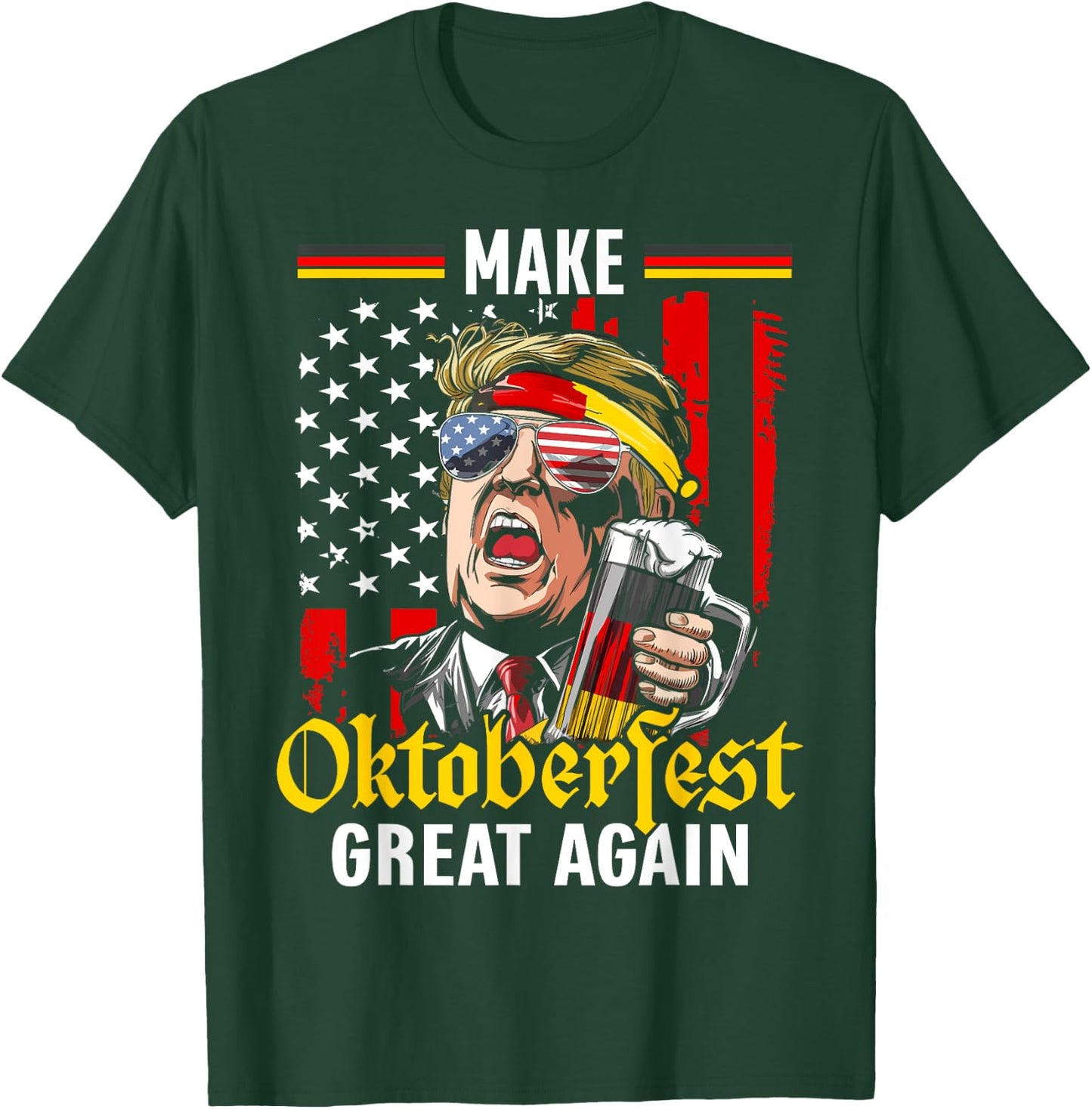 Make Oktoberfest Great Again Trump Beer USA Flag Oktoberfest T-Shirt - T-Shirt | Forest