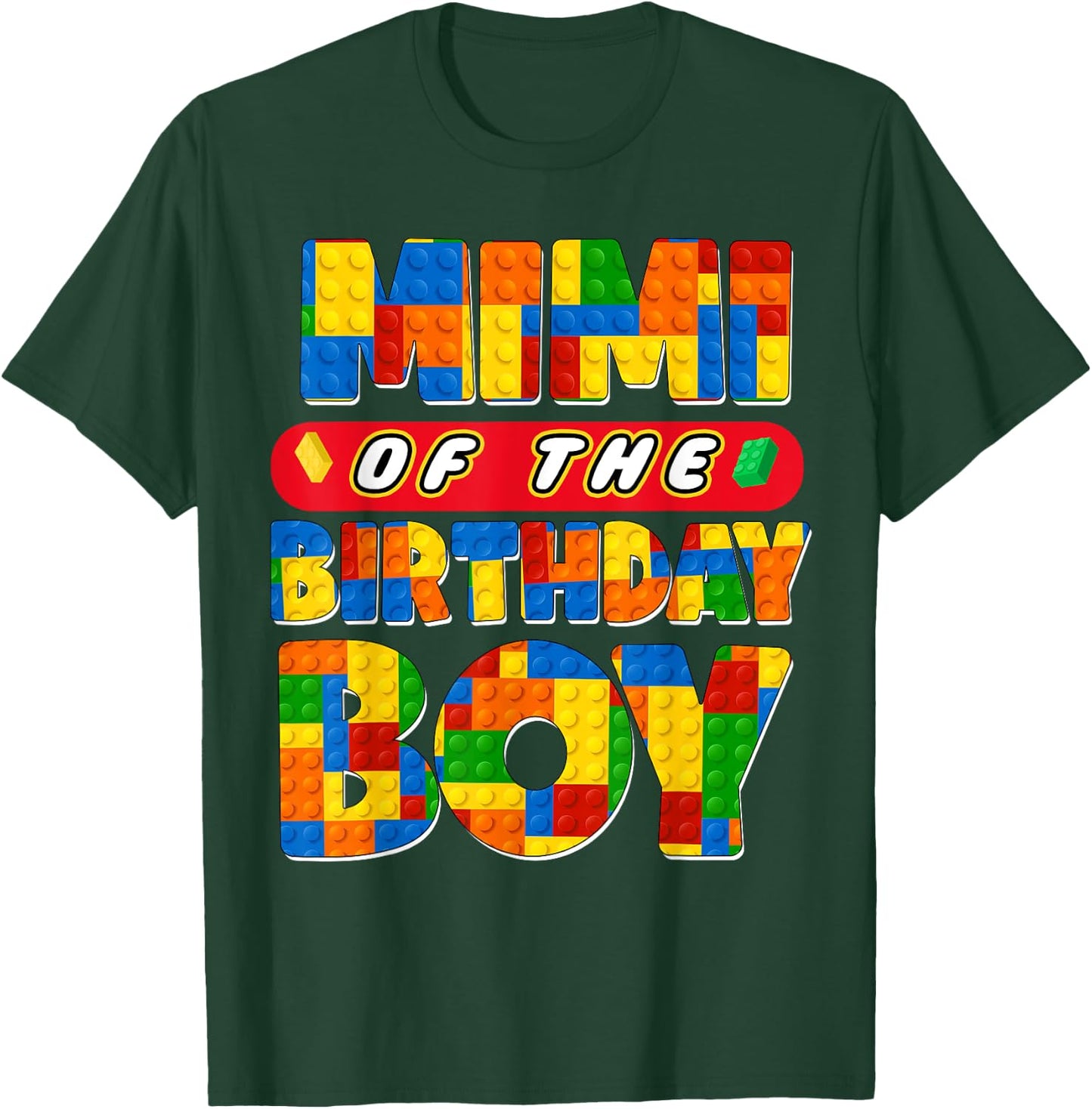Mimi Birthday Boy Building Bricks Family Party Decoration T-Shirt - T-Shirt | Forest