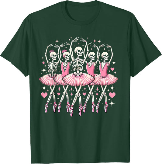 Spooky Ballerina Skeleton Dance Funny Halloween Ballet T-Shirt - T-Shirt | Forest