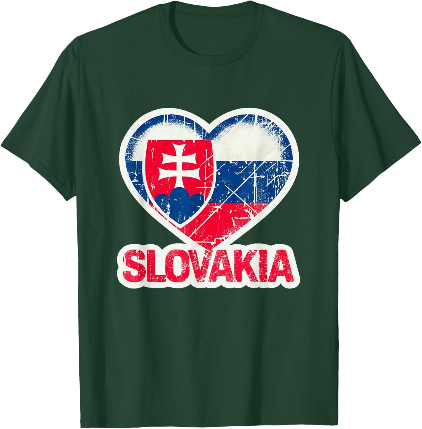 Vintage Slovakia Banner Fan Slovak Republic Flag Heart Retro T-Shirt - T-Shirt | Forest