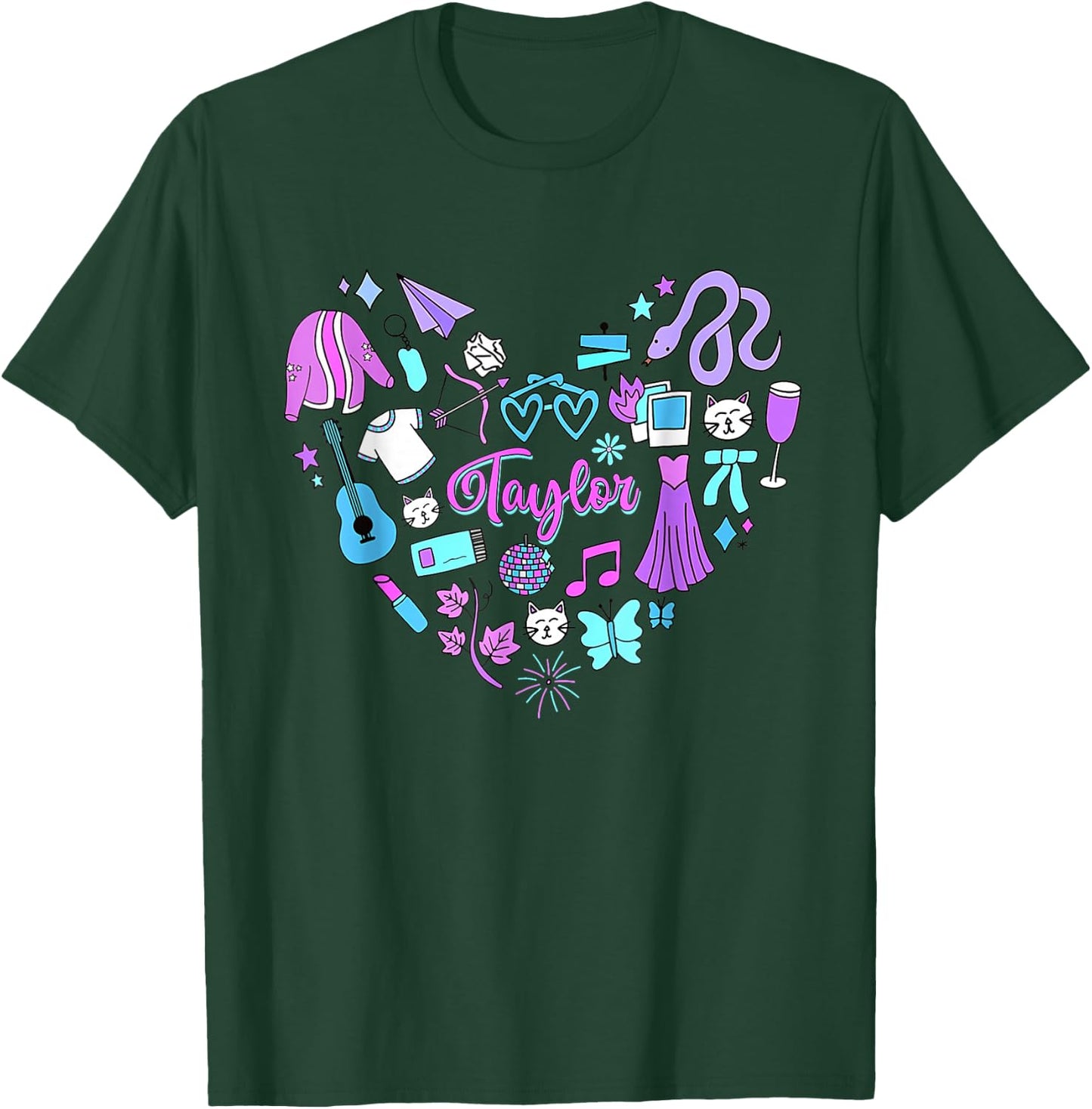 Taylor First Name I Love Taylor Girl Groovy 80's Vintage T-Shirt - T-Shirt | Forest