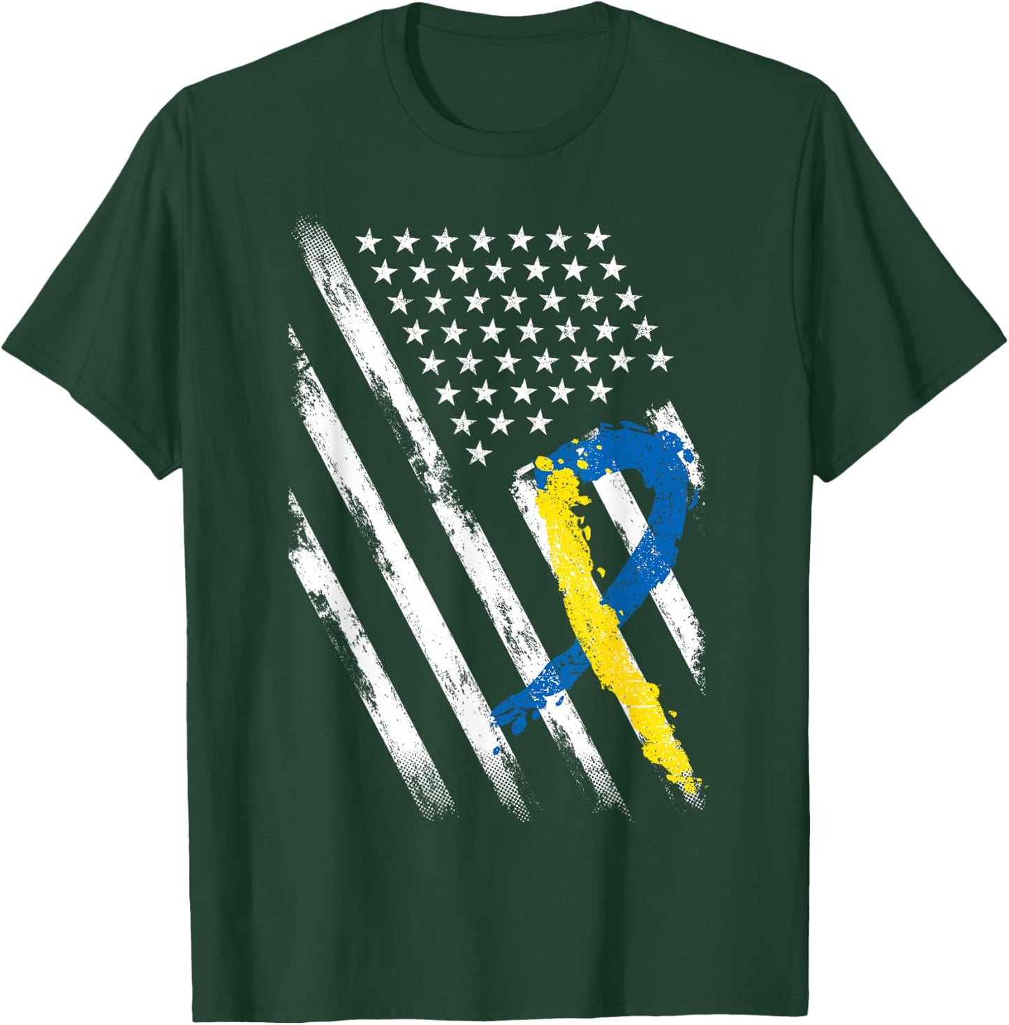USA Flag Down Syndrome Awareness Shirt Dad Mom Down Syndrome T-Shirt - T-Shirt | Forest