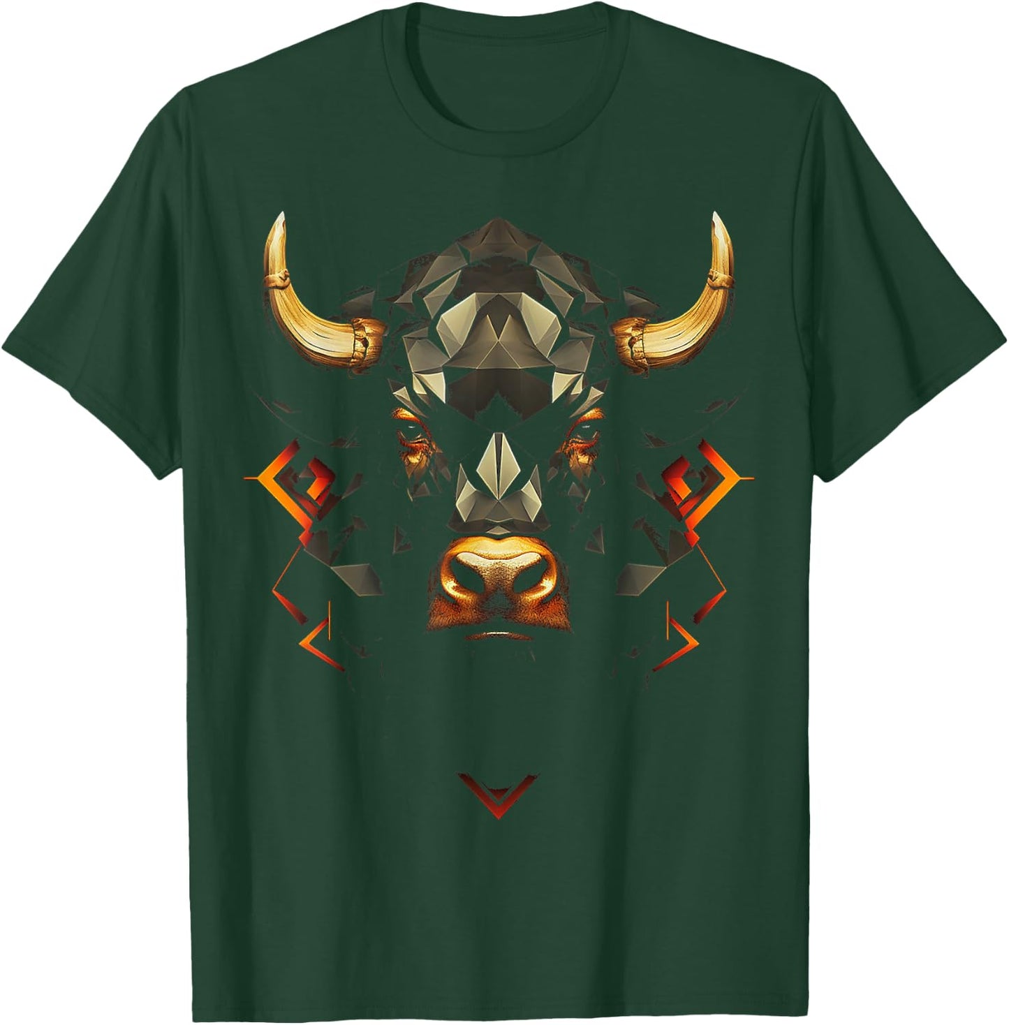 Bull Polygon Animal Graphic Art Bull T-Shirt - T-Shirt | Forest