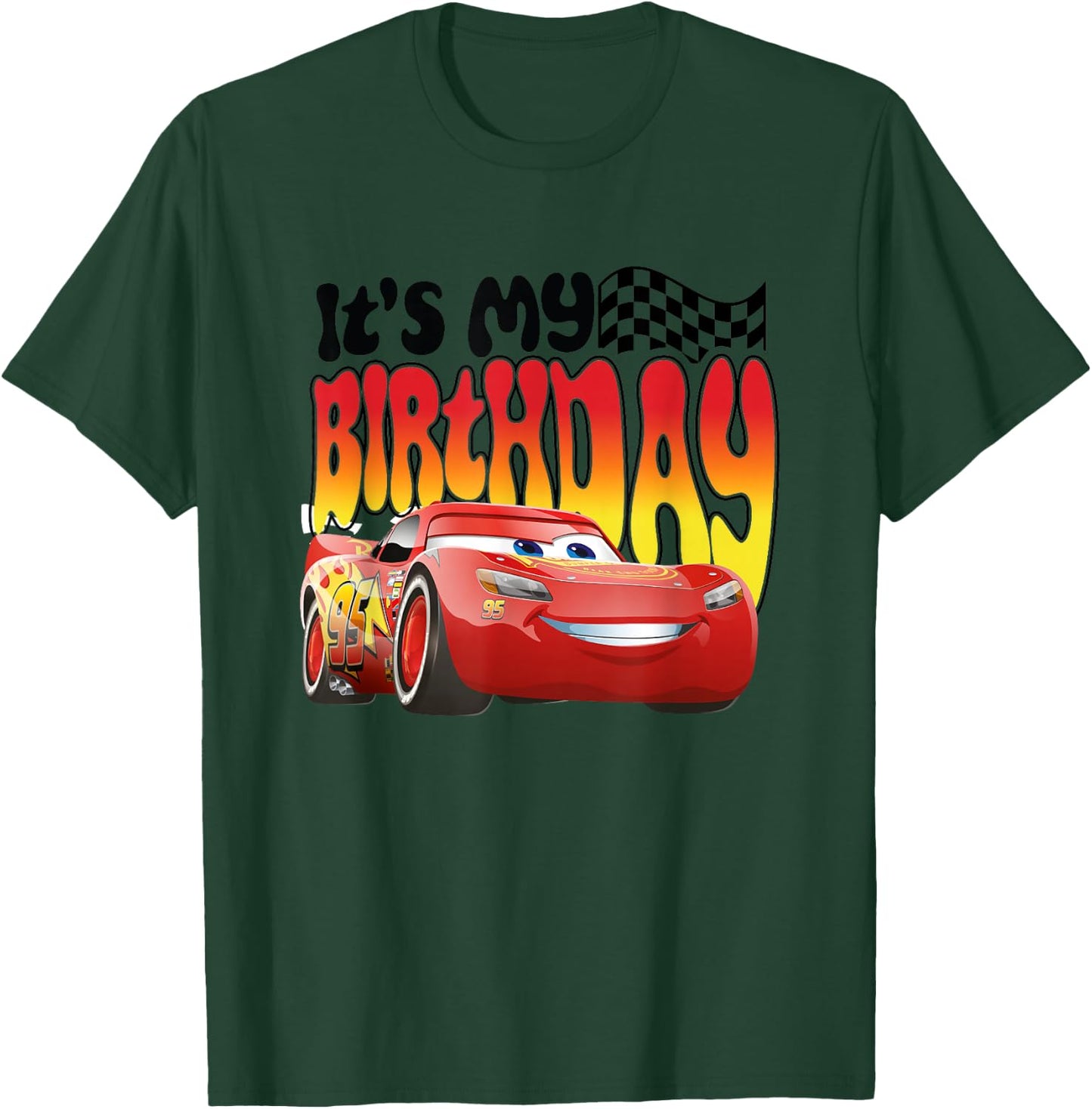 Disney Pixar Cars 2 Lightning McQueen It's My Birthday Logo T-Shirt - T-Shirt | Forest