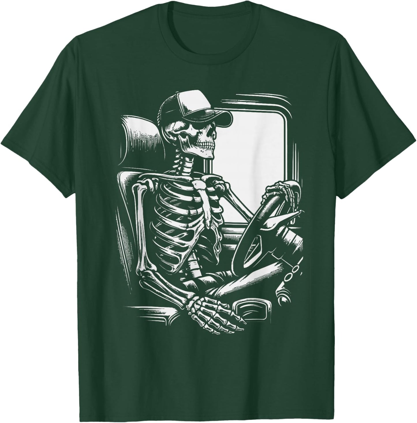 Skeleton Truck Driver Funny Big Trucking truck enthusiasts T-Shirt - T-Shirt | Forest