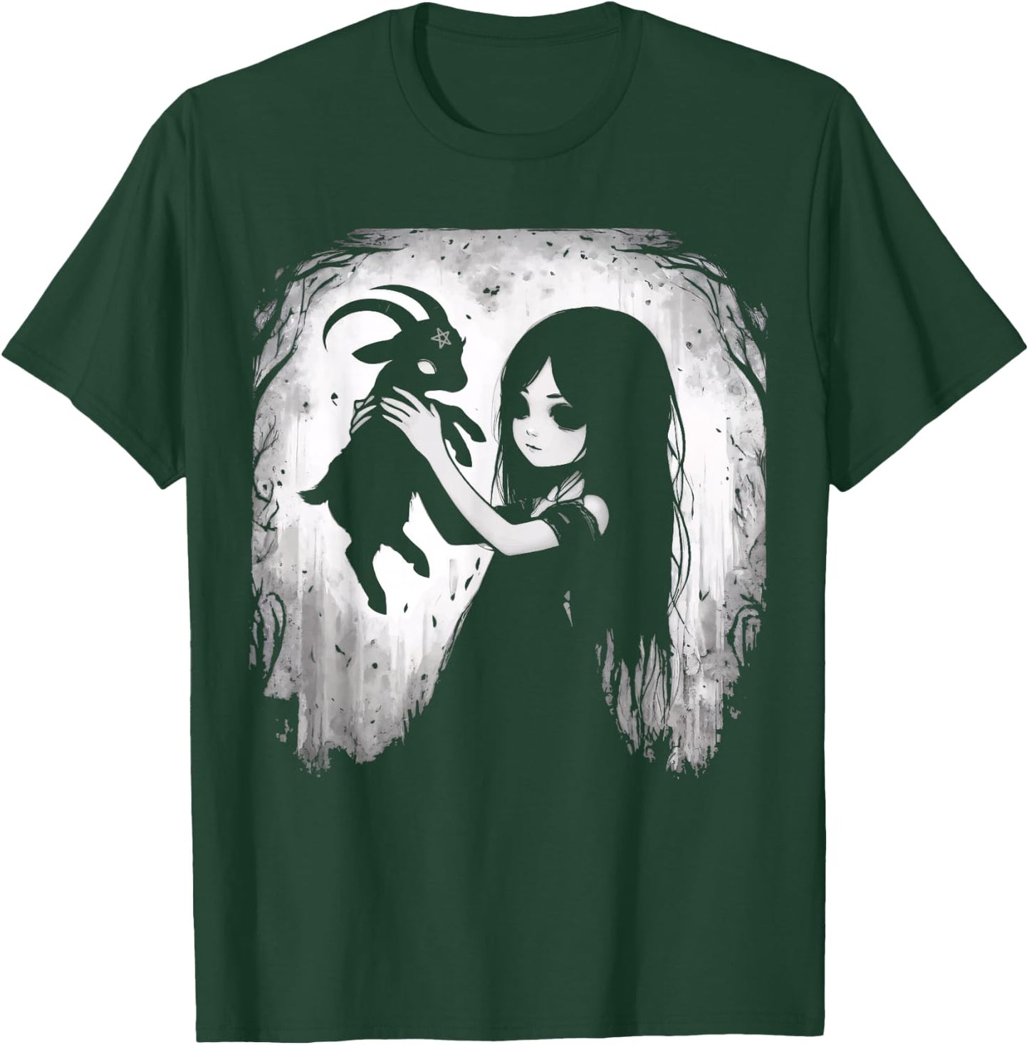 Black Goat Demon Baphomet Goth Dark Alt Aesthetic T-Shirt - T-Shirt | Forest