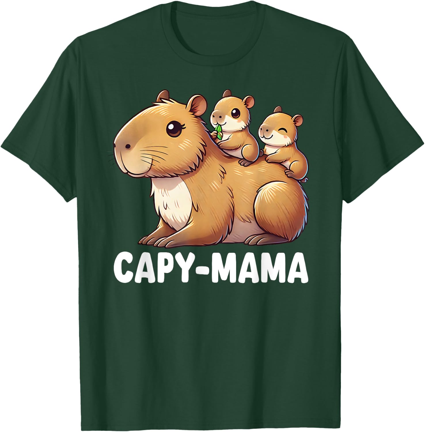 Funny Capybara Capy-Mama Babies Cute Boys Girls Kids T-Shirt - T-Shirt | Forest