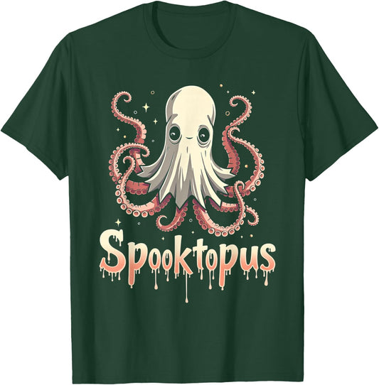 Spooktopus Funny Octopus Spooky Halloween Ghost T-Shirt - T-Shirt | Forest