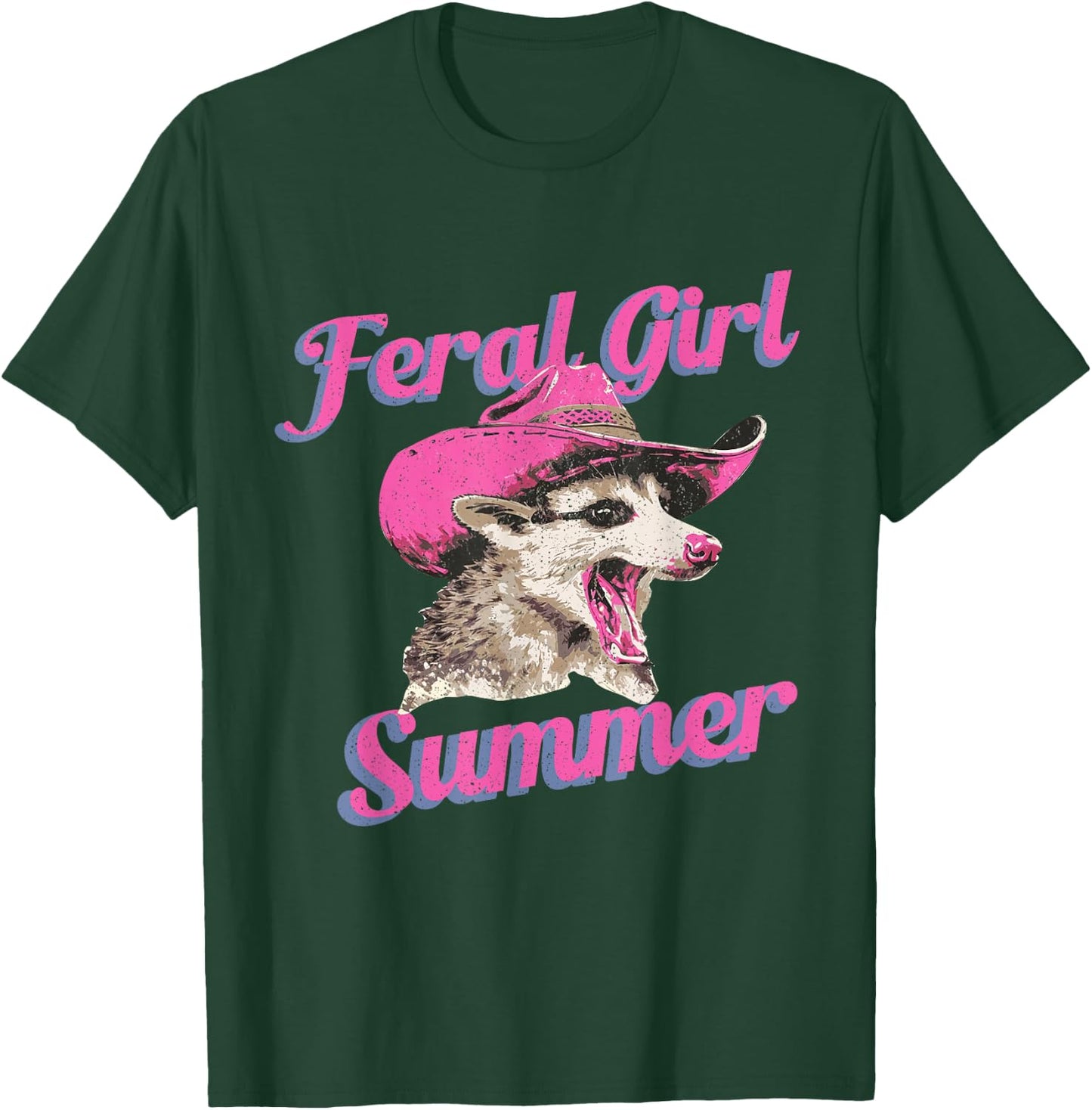 Feral Girl Summer Retro Possum Funny Meme T-Shirt - T-Shirt | Forest