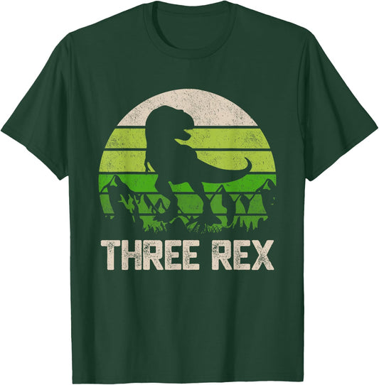 3 Year Old Shirt 3rd Birthday Three Rex Kids T-Shirt - T-Shirt | Forest