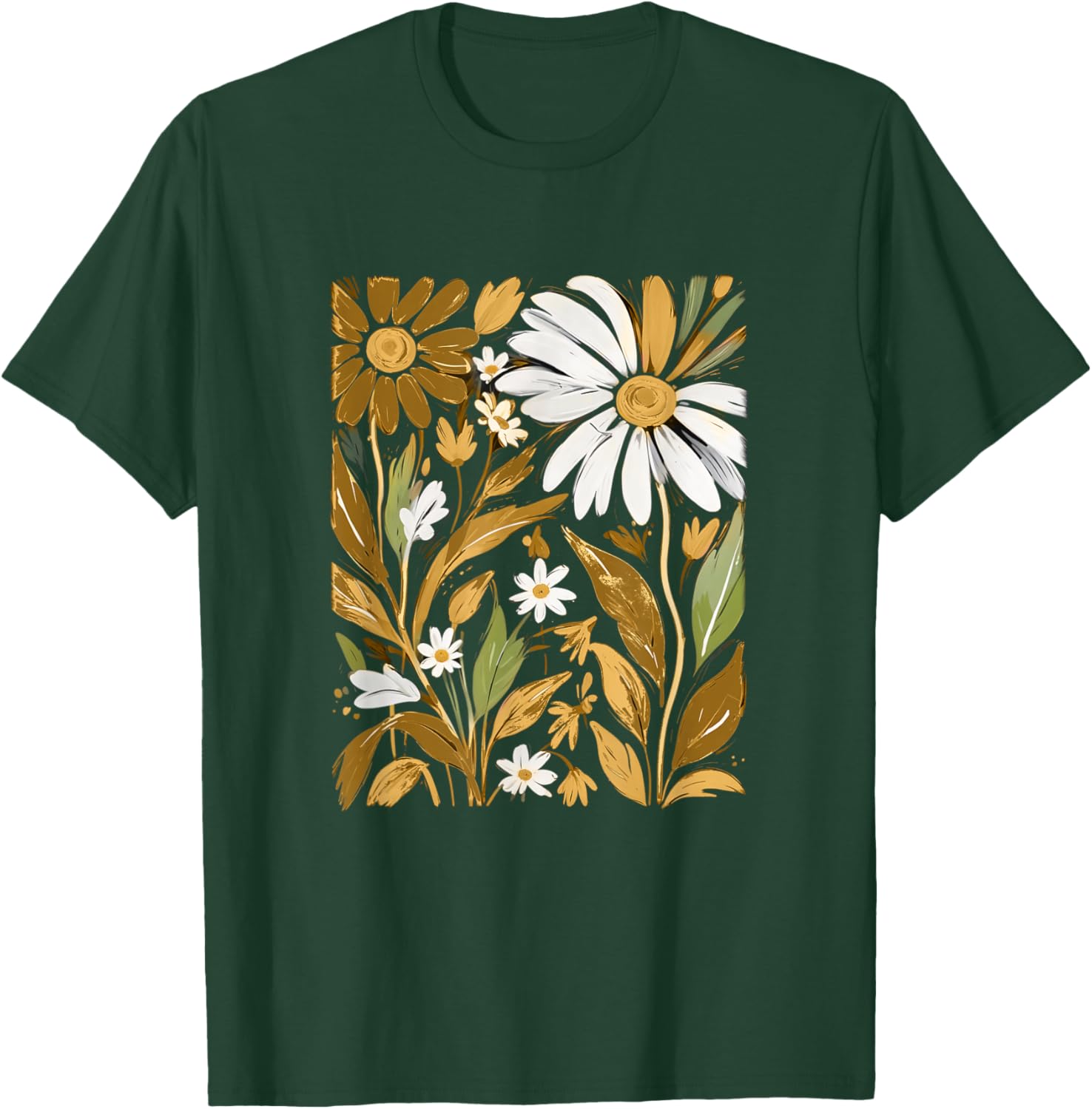 Brown Wildflowers Brown Graphic T-Shirt - T-Shirt | Forest