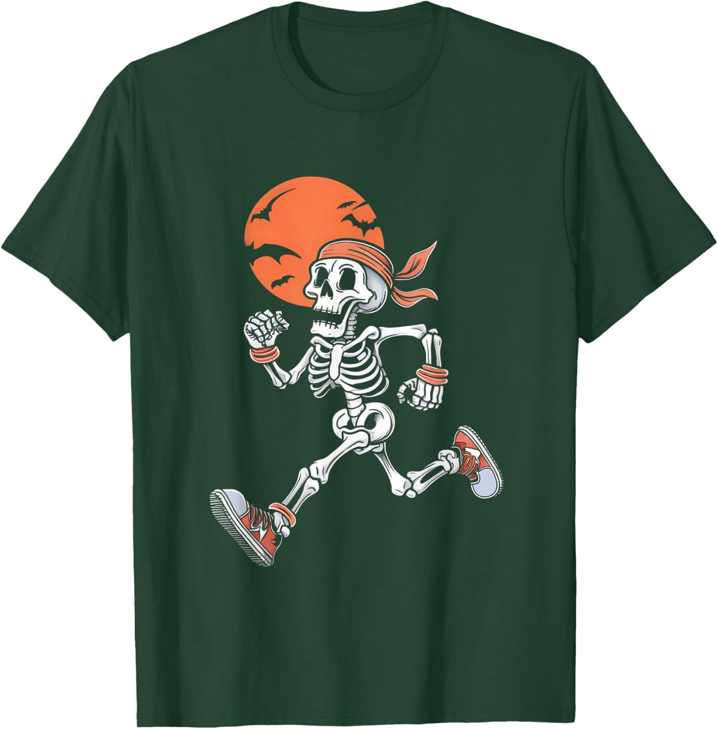 Running Skeleton Funny Halloween Costume Men Women Kids T-Shirt - T-Shirt | Forest