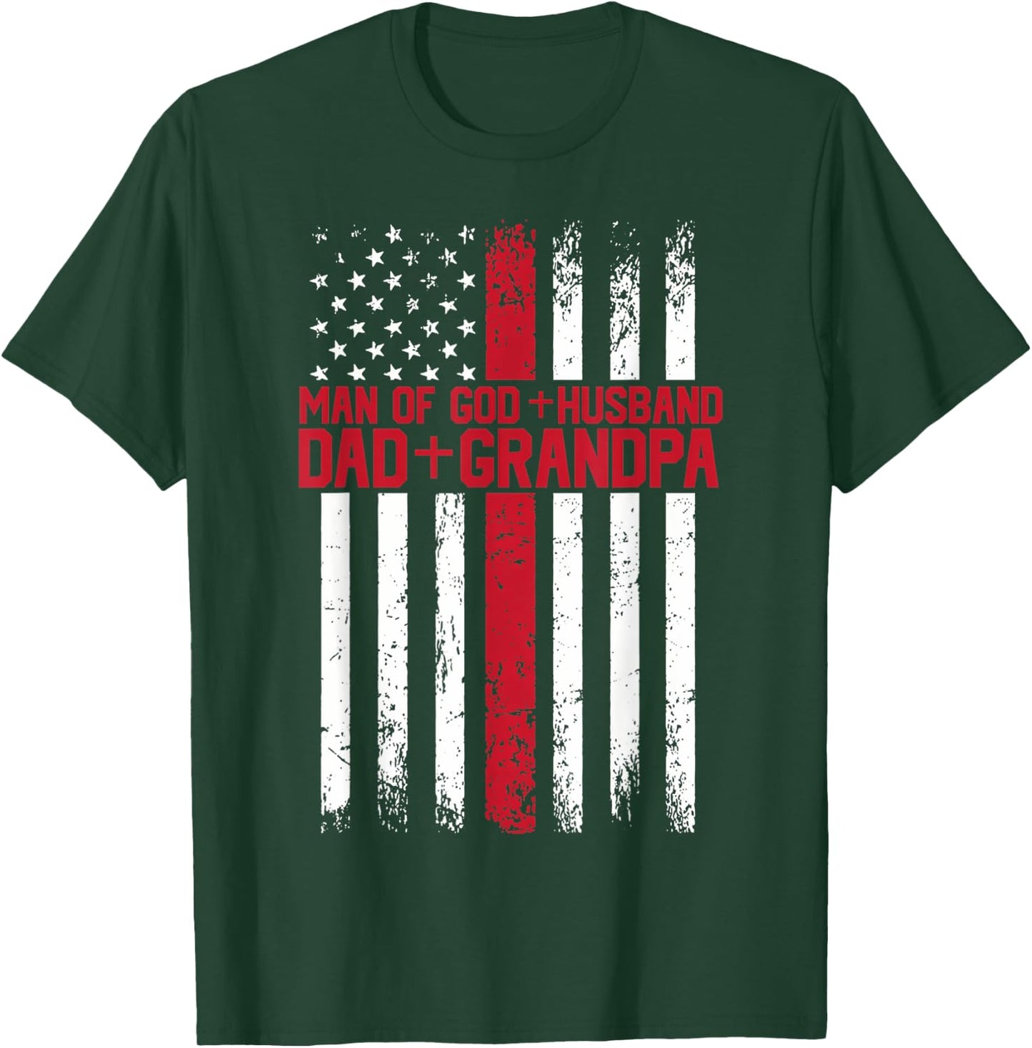 Man of God Husband Dad Papa Christian Cross Father's Day T-Shirt - T-Shirt | Forest