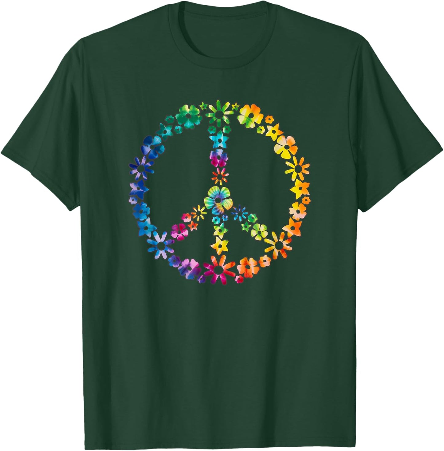Tie Dye Flower Peace Sign Hippie T-Shirt - T-Shirt | Forest