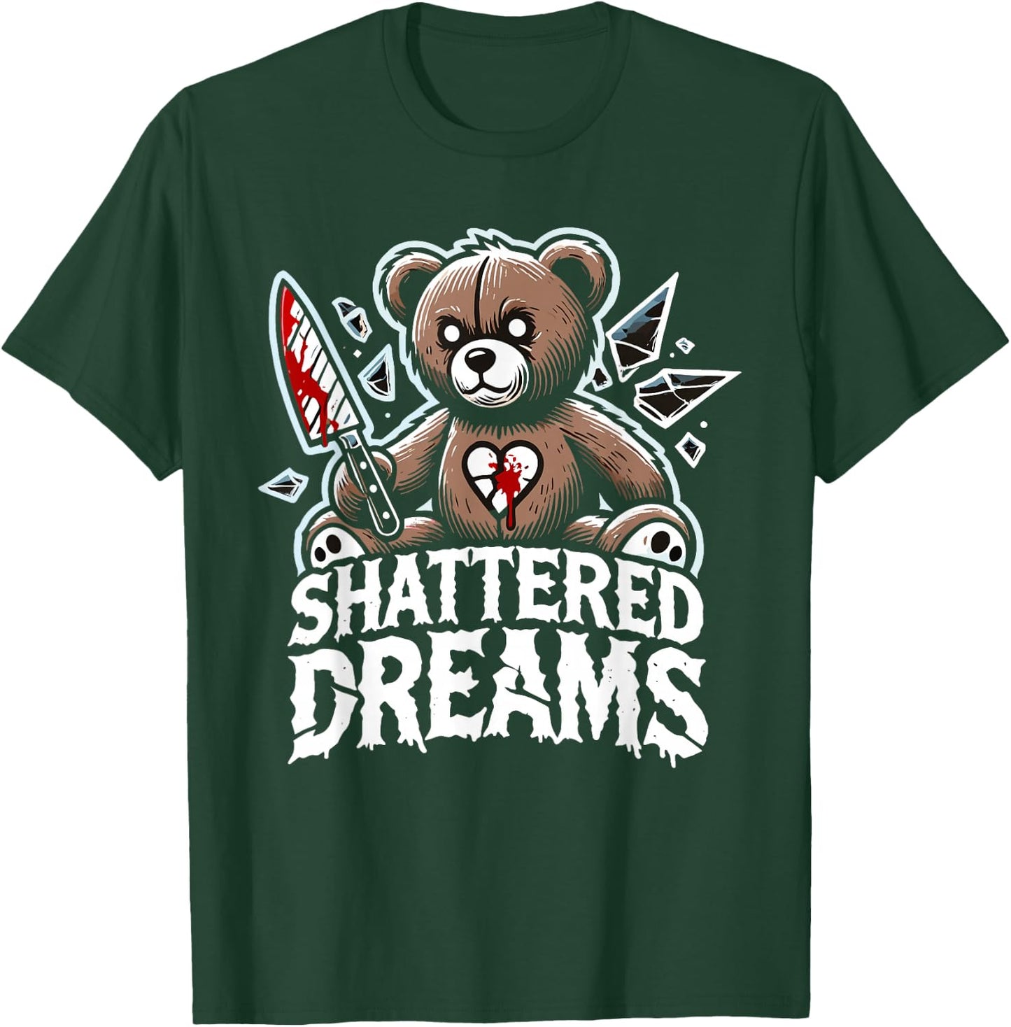 Terrifying Teddy Spooky Plush Horror Teddy Bear Scary T-Shirt - T-Shirt | Forest