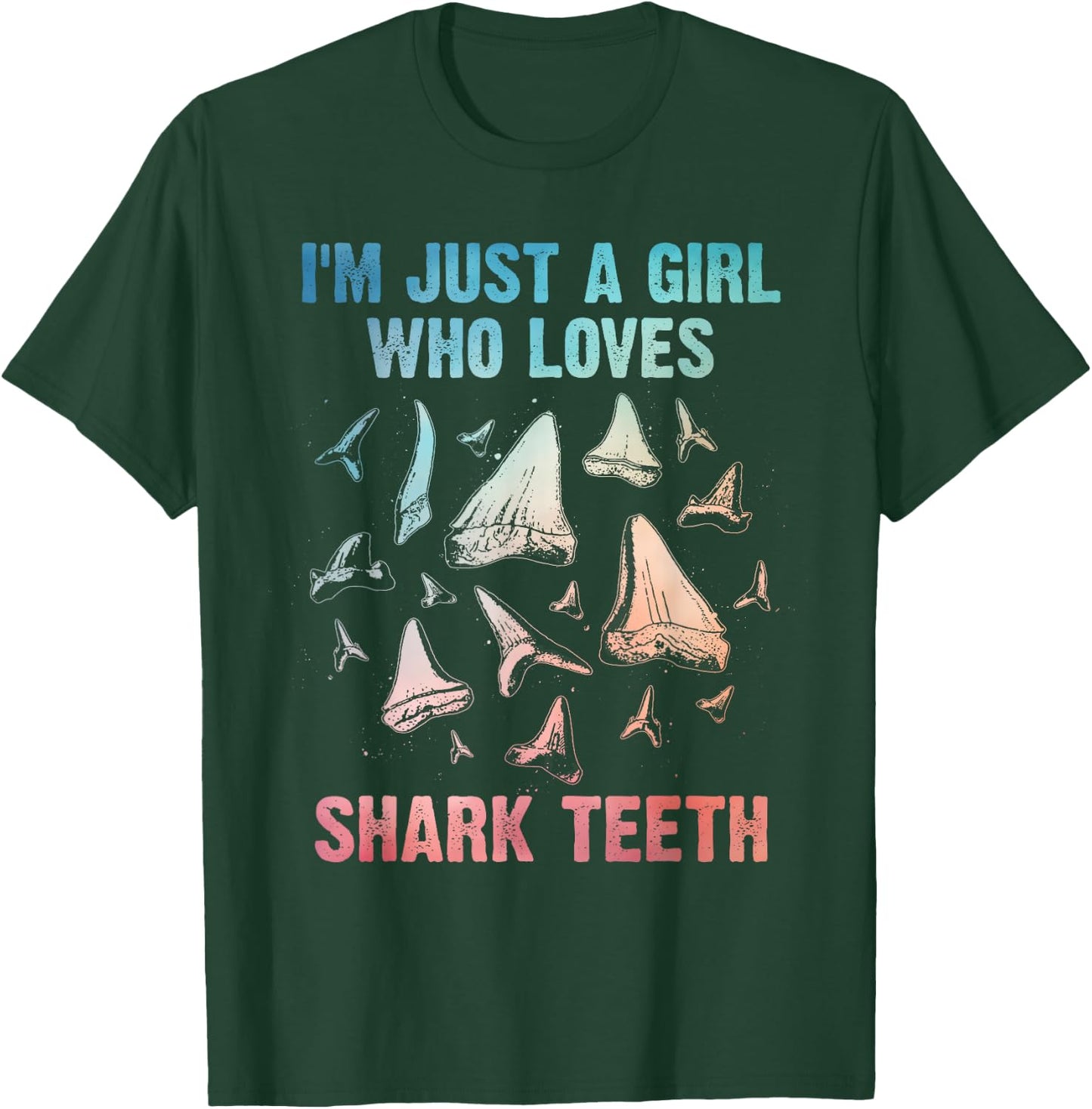 Cool Shark Teeth Art For Girls Women Fossil Megalodon Tooth T-Shirt - T-Shirt | Forest