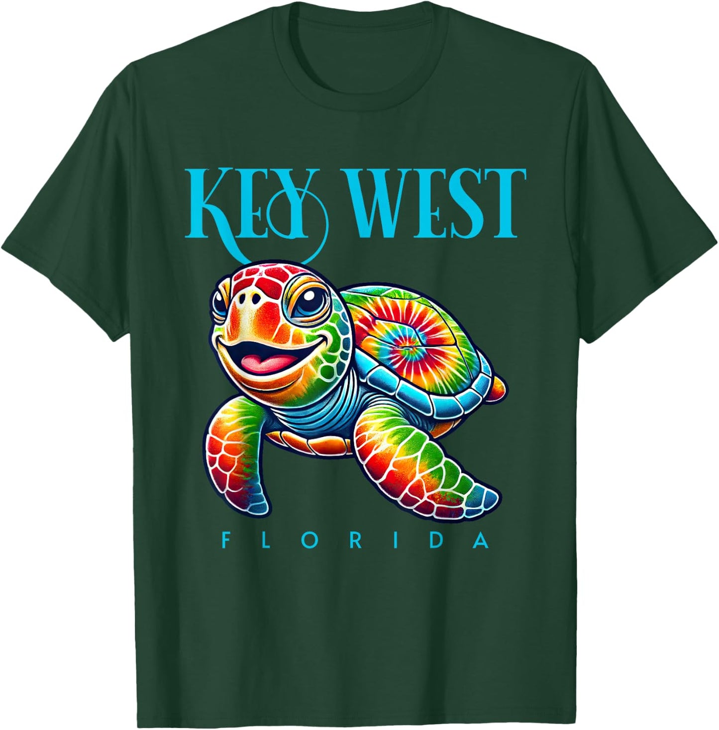 Key West Florida Smiling Tie Dye Sea Turtle T-Shirt - T-Shirt | Forest