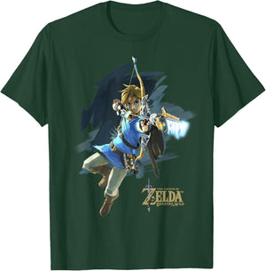 Zelda Breath of The Wild Link Jump Bow Shot Graphic T-Shirt - T-Shirt | Forest