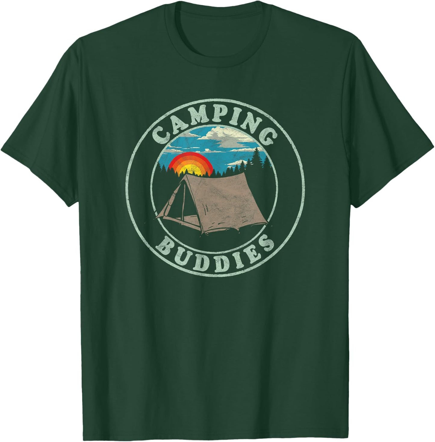 Camping Buddies! Funny Retro Shirt for Camper Friends T-Shirt - T-Shirt | Forest