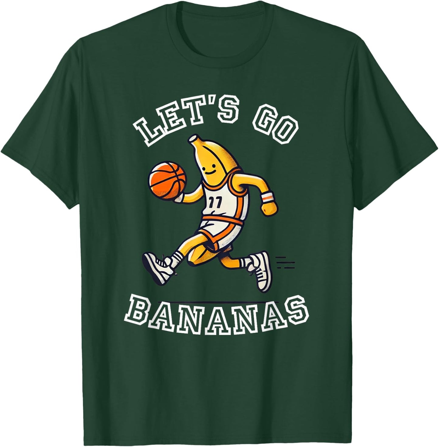 Let's Go Bananas Basketball Player with Funny Banana Graphic T-Shirt - T-Shirt | Forest