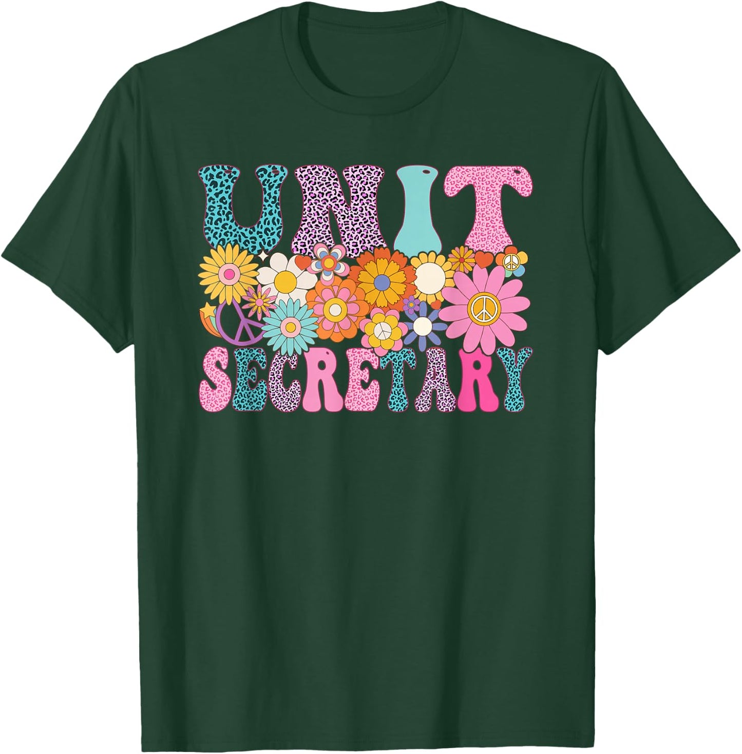 Unit Secretary Week Groovy Leopard Appreciation Day Women T-Shirt - T-Shirt | Forest