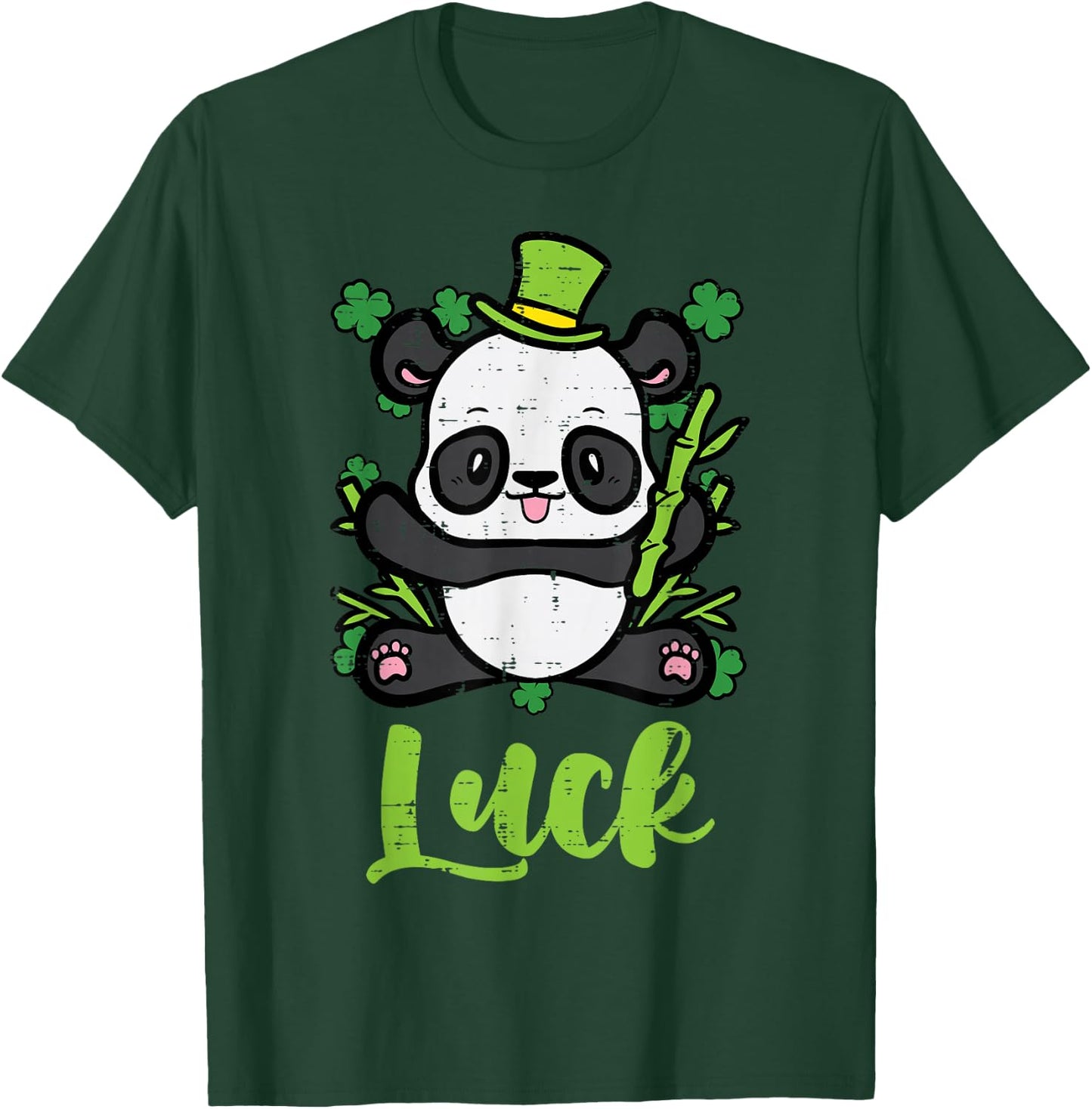 St Patricks Day Panda Luck Saint Pattys Paddys Kid Women Men T-Shirt - T-Shirt | Forest
