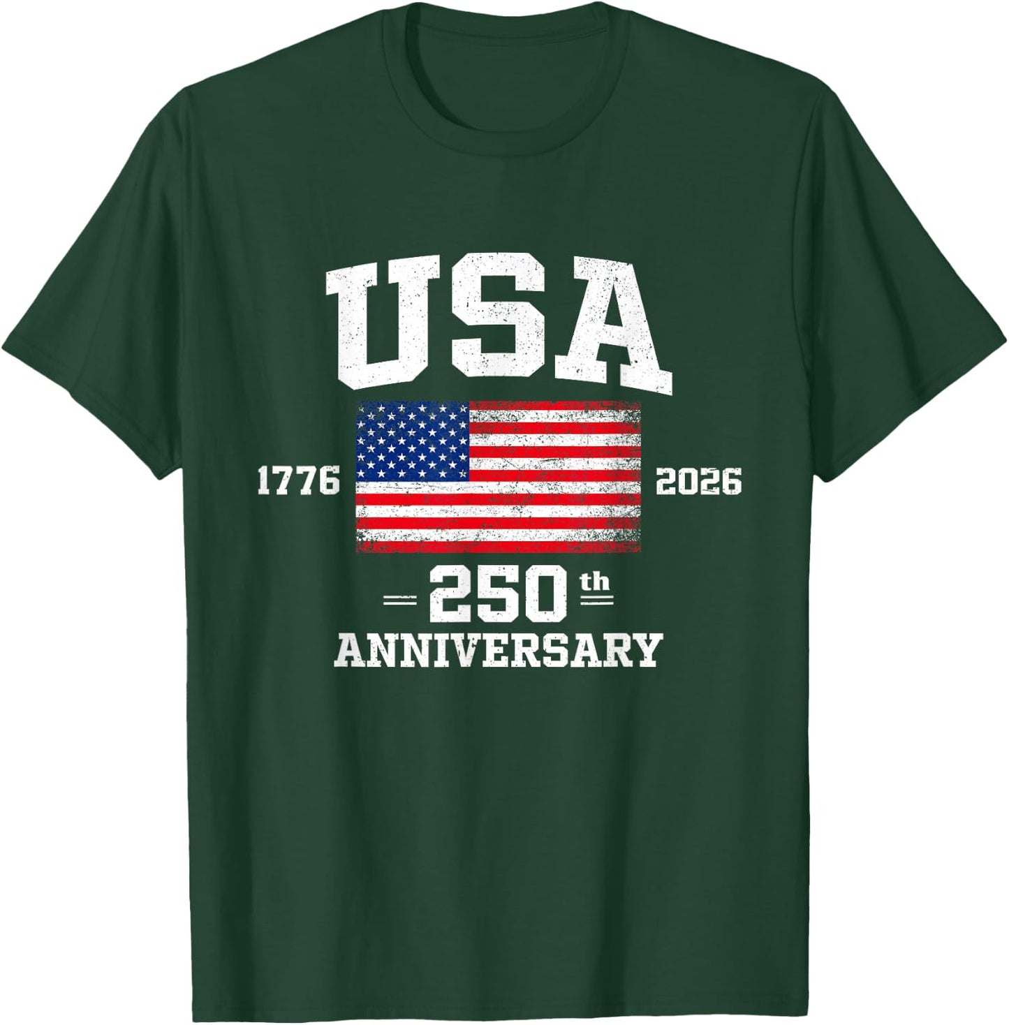 4th of July America US Flag Patriotic 250th Anniversary USA T-Shirt - T-Shirt | Forest