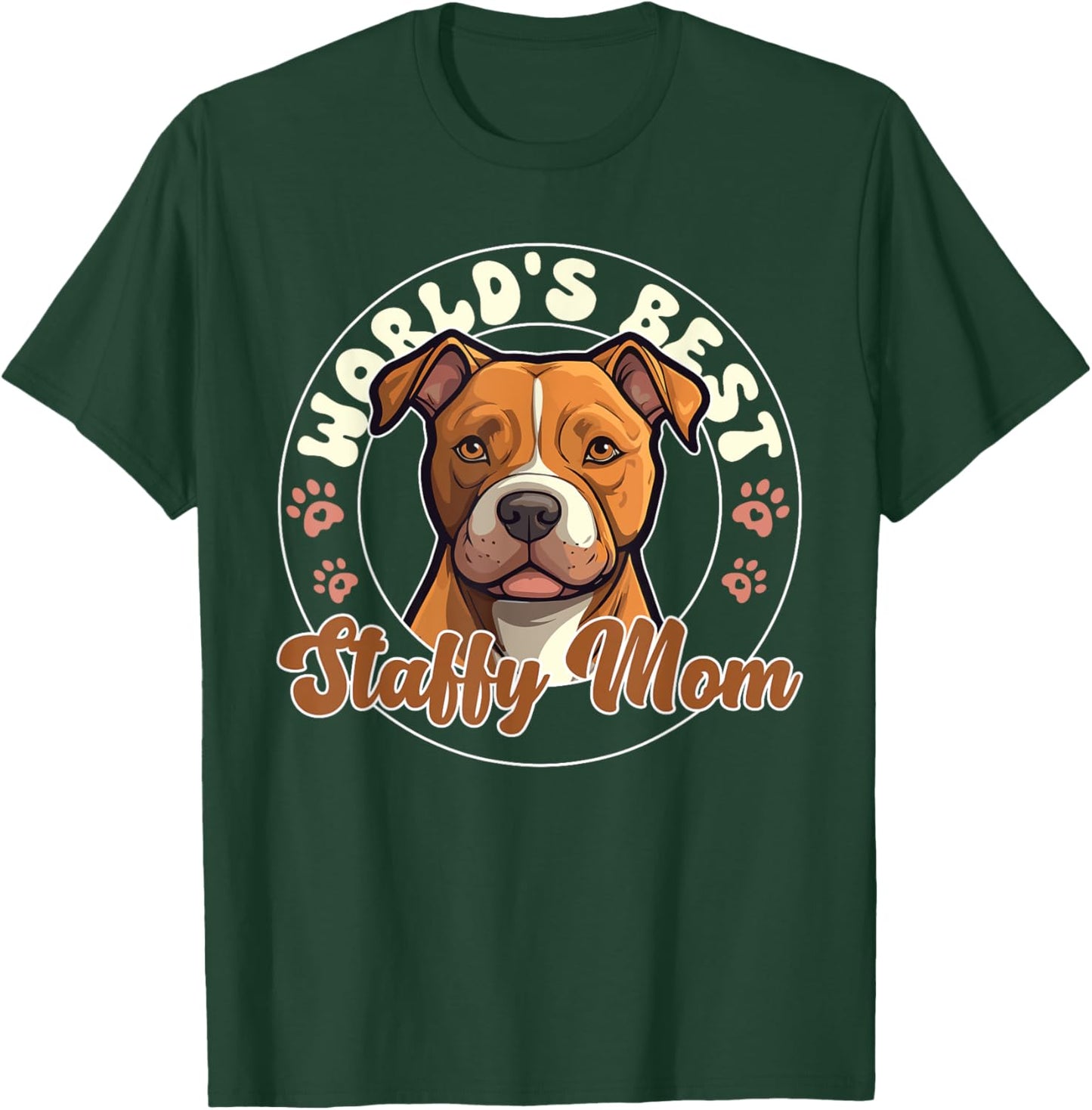 American Staffordshire Terrier World's Best Staffy Mom T-Shirt - T-Shirt | Forest