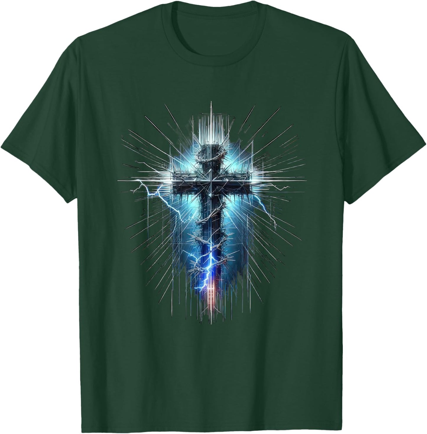Christian Cross Punk Art Style Distressed Crown of thorns T-Shirt - T-Shirt | Forest