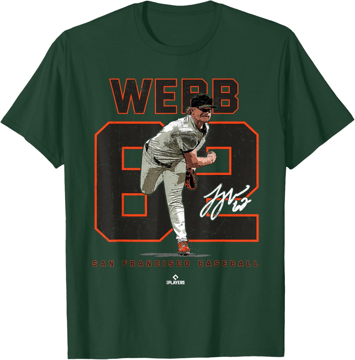 Number and Portrait Logan Webb San Francisco MLBPA T-Shirt - T-Shirt | Forest