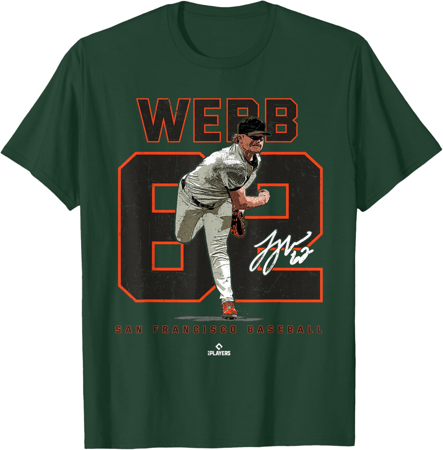 Number and Portrait Logan Webb San Francisco MLBPA T-Shirt - T-Shirt | Forest