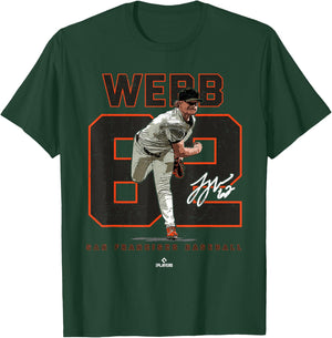 Number and Portrait Logan Webb San Francisco MLBPA T-Shirt - T-Shirt | Forest