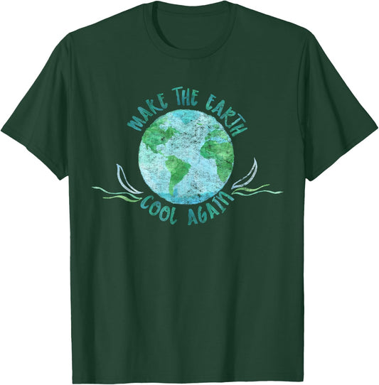 Make the Earth Cool Again - Watercolor Environmental Design T-Shirt - T-Shirt | Forest