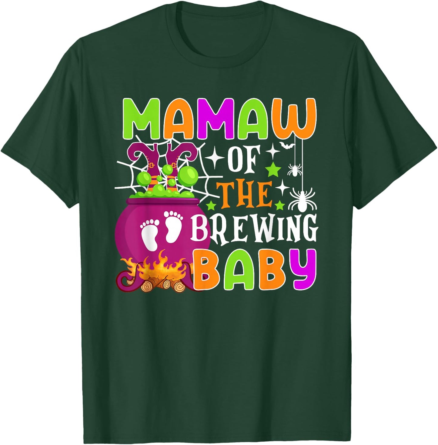 Mamaw of Brewing Baby Halloween Theme Baby Shower Spooky T-Shirt - T-Shirt | Forest