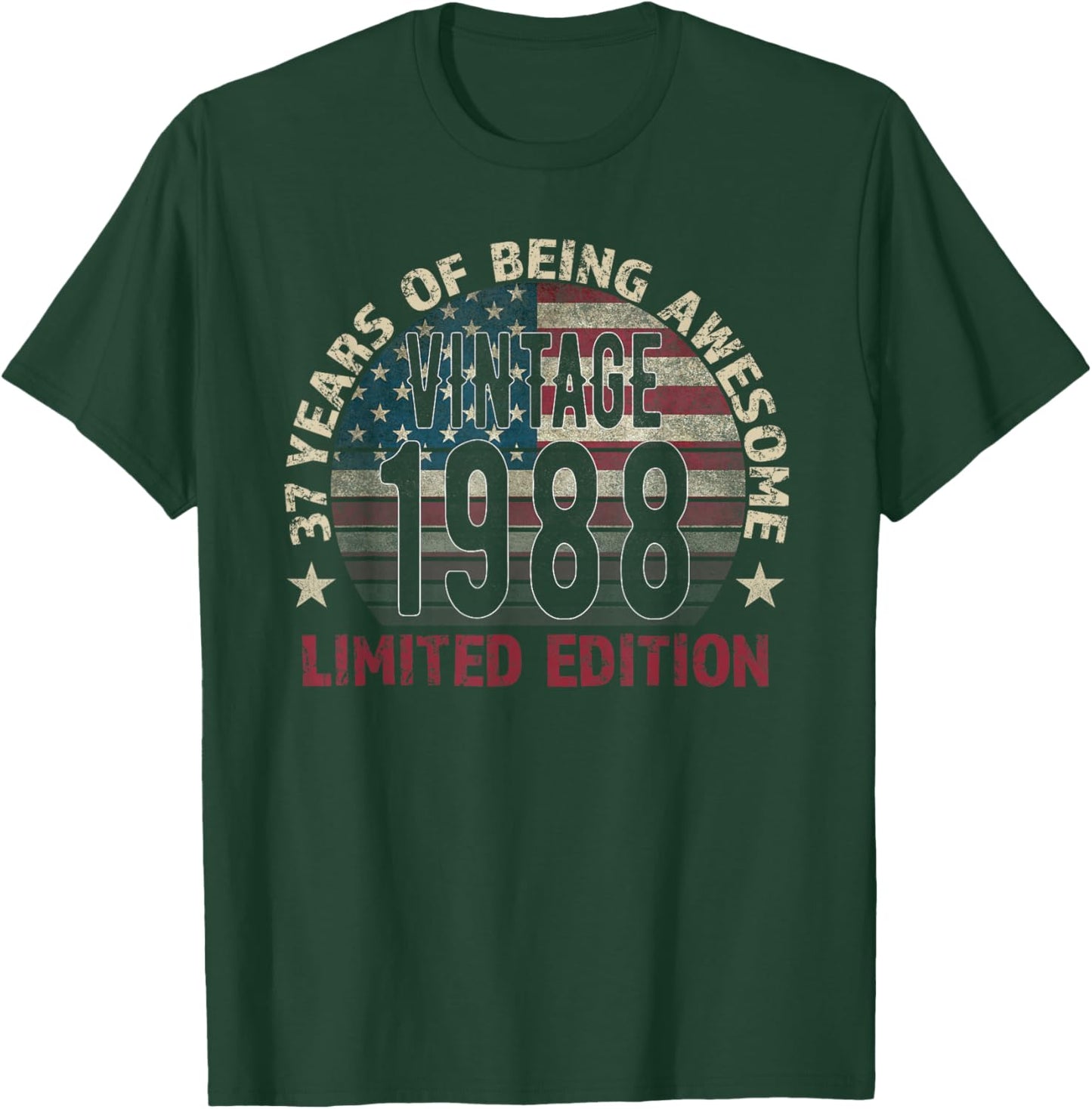 37th Birthday Gift men Vintage born 1988 turning 37 Year Old T-Shirt - T-Shirt | Forest