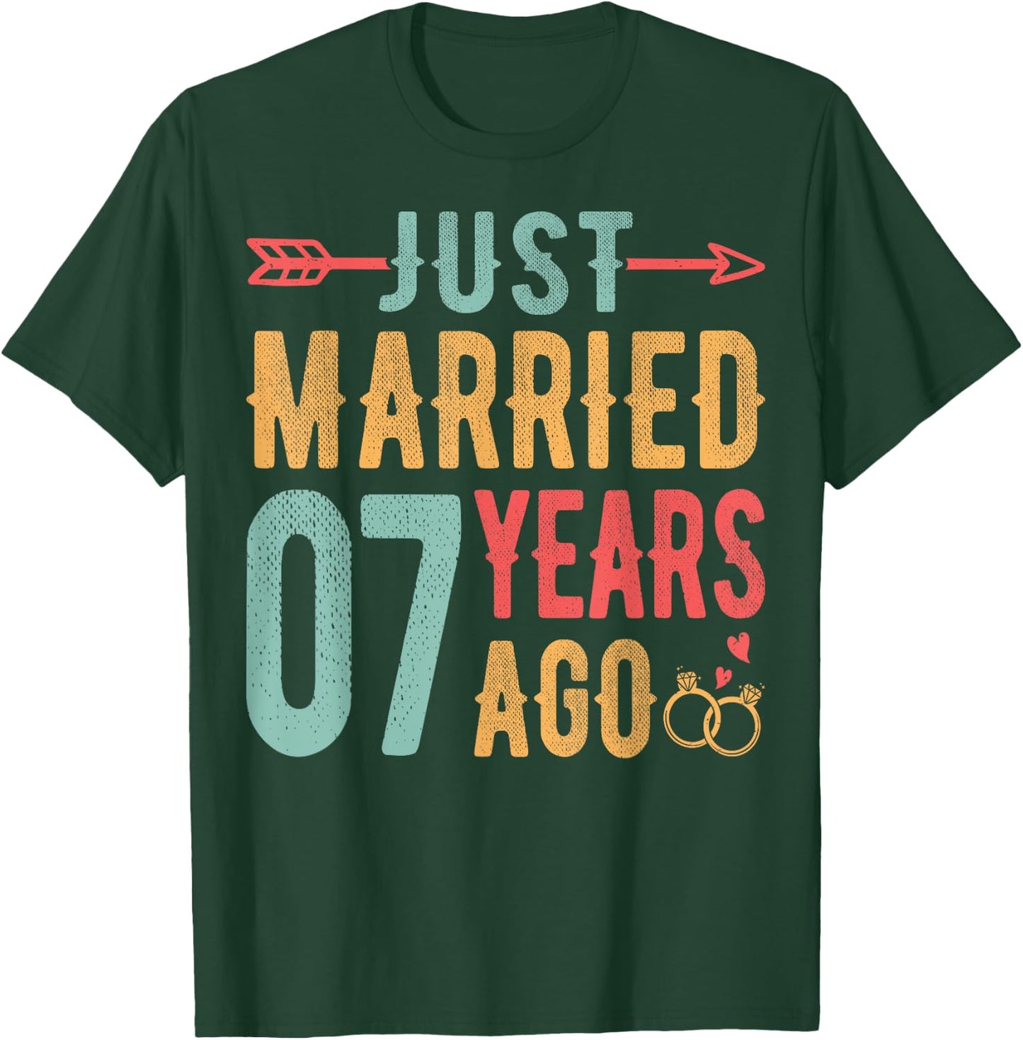 Just Married 7 Years Ago - 7th Wedding Anniversary Couple T-Shirt - T-Shirt | Forest