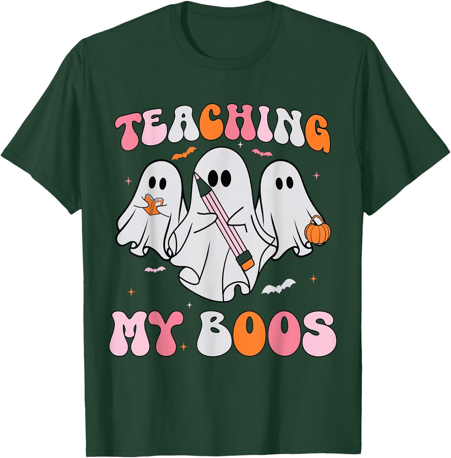 Halloween Ghost Teachers Teaching My Boos Costume Women Men T-Shirt - T-Shirt | Forest