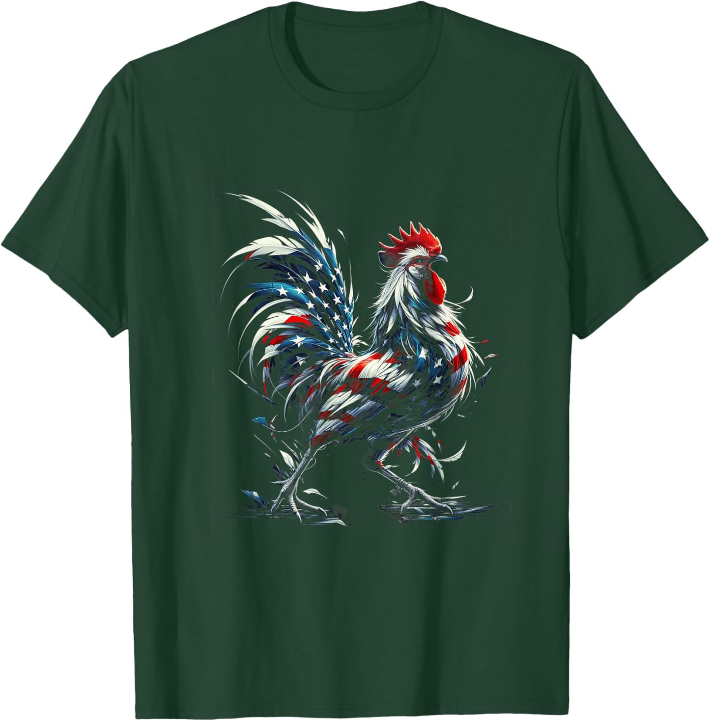 American Flag Rooster Chicken 4th of July Animal T-Shirt - T-Shirt | Forest