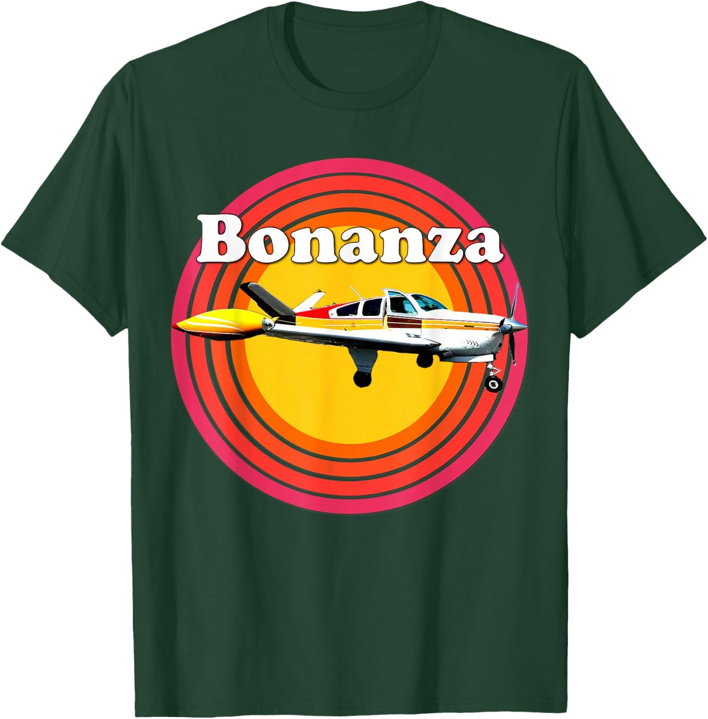Vintage Bonanza Airplane, Prop Plane, Retro Aircraft T-Shirt - T-Shirt | Forest