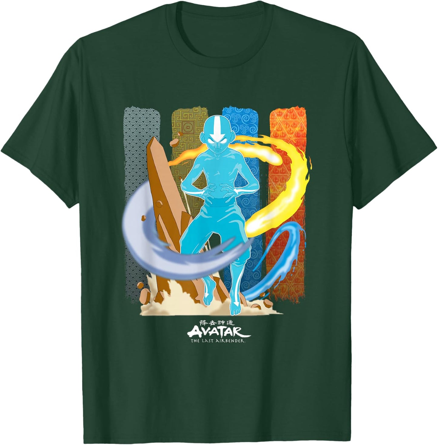 Avatar: The Last Airbender Aang Avatar Nations Unite Panels T-Shirt - T-Shirt | Forest