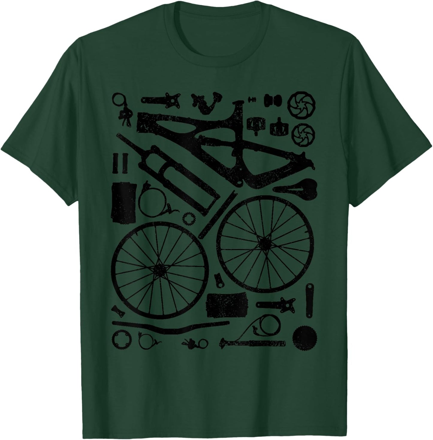 Mountain Bike Parts MTB Bicycle Cycling Downhill Biker T-Shirt - T-Shirt | Forest