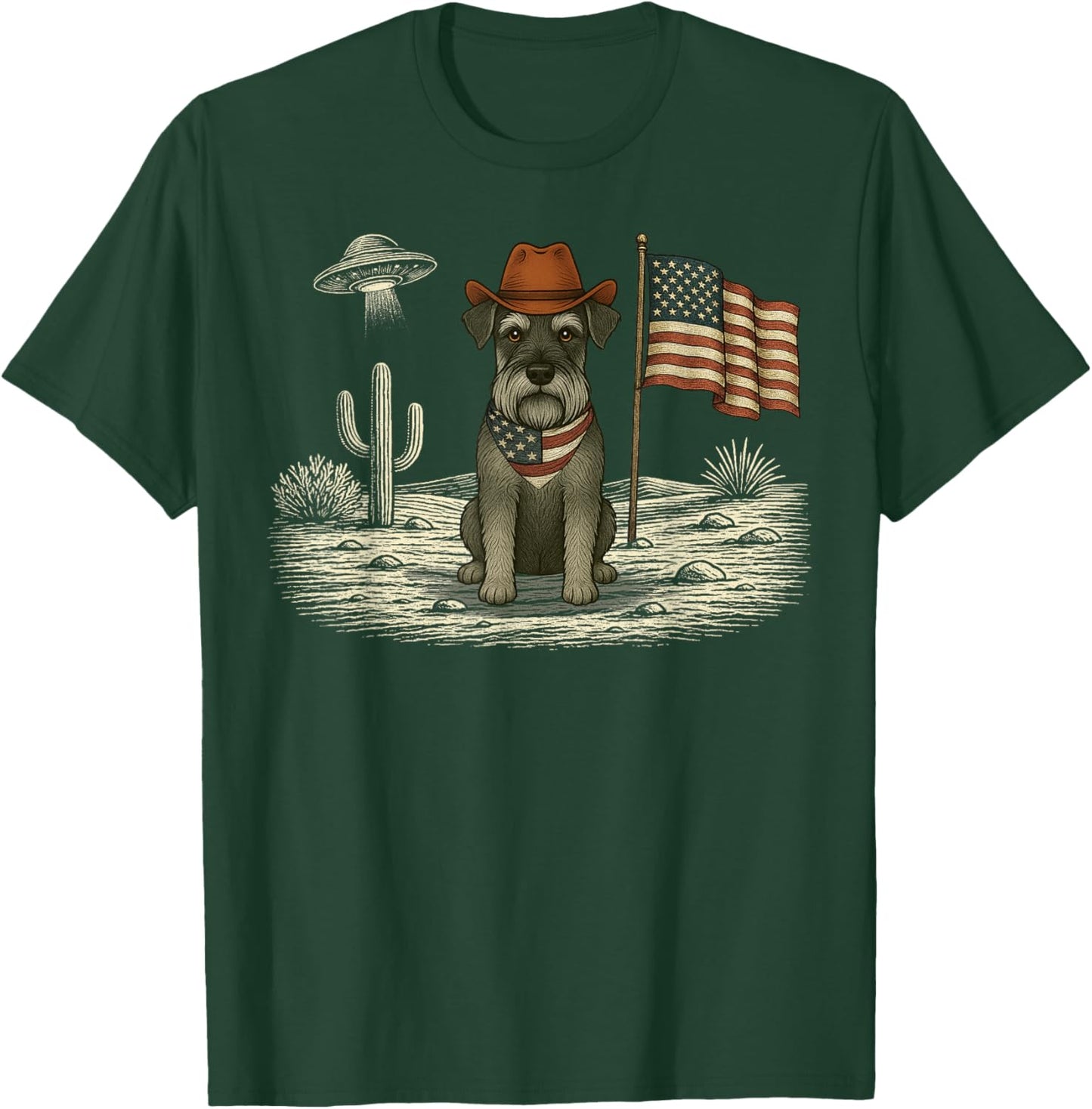 Miniature Schnauzer 4th of July US American Flag Patriotic T-Shirt - T-Shirt | Forest