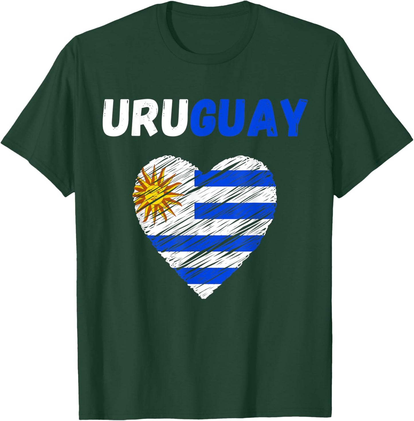 Uruguay Flag Holiday Uruguay Heart Uruguayan Flag T-Shirt - T-Shirt | Forest