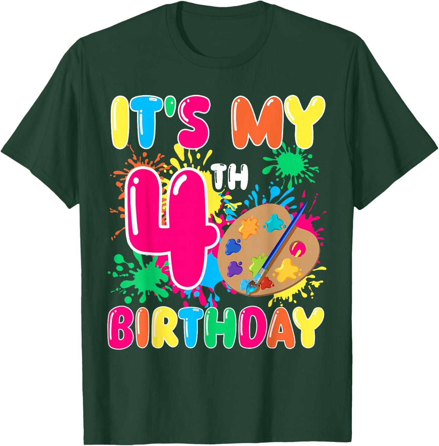 It's My 4th Birthday Painting Art 4 Year Old Bday Artist T-Shirt - T-Shirt | Forest