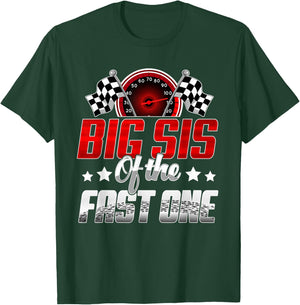 Big Sis of The Fast One Birthday 1st Race Car Family T-Shirt - T-Shirt | Forest